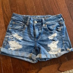 Mid Rise American Eagle Midi Jean Shorts